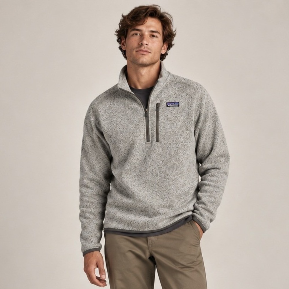 Patagonia Better Sweater 1/4 Zip Fleece Pullover Men's Sz L Stone Heather